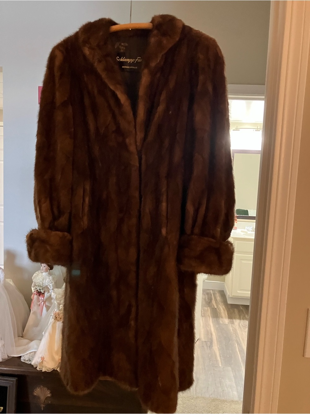 Classic Brown Full-Length Fur Coat by